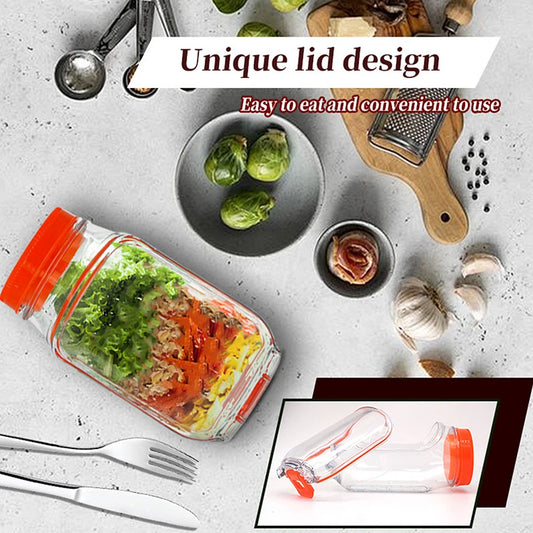 1Pc Salad Pod Salad Jar Leakproof Portable With Lid Vegetable Jar Lunch Side Opening Can For Office, School, Travel, Camping