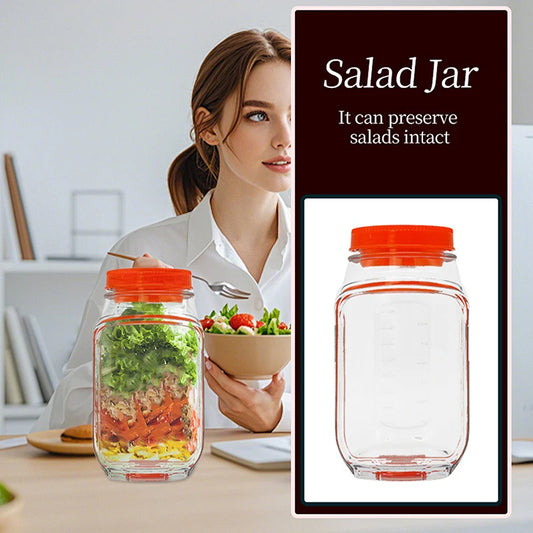 1Pc Salad Pod Salad Jar Leakproof Portable With Lid Vegetable Jar Lunch Side Opening Can For Office, School, Travel, Camping